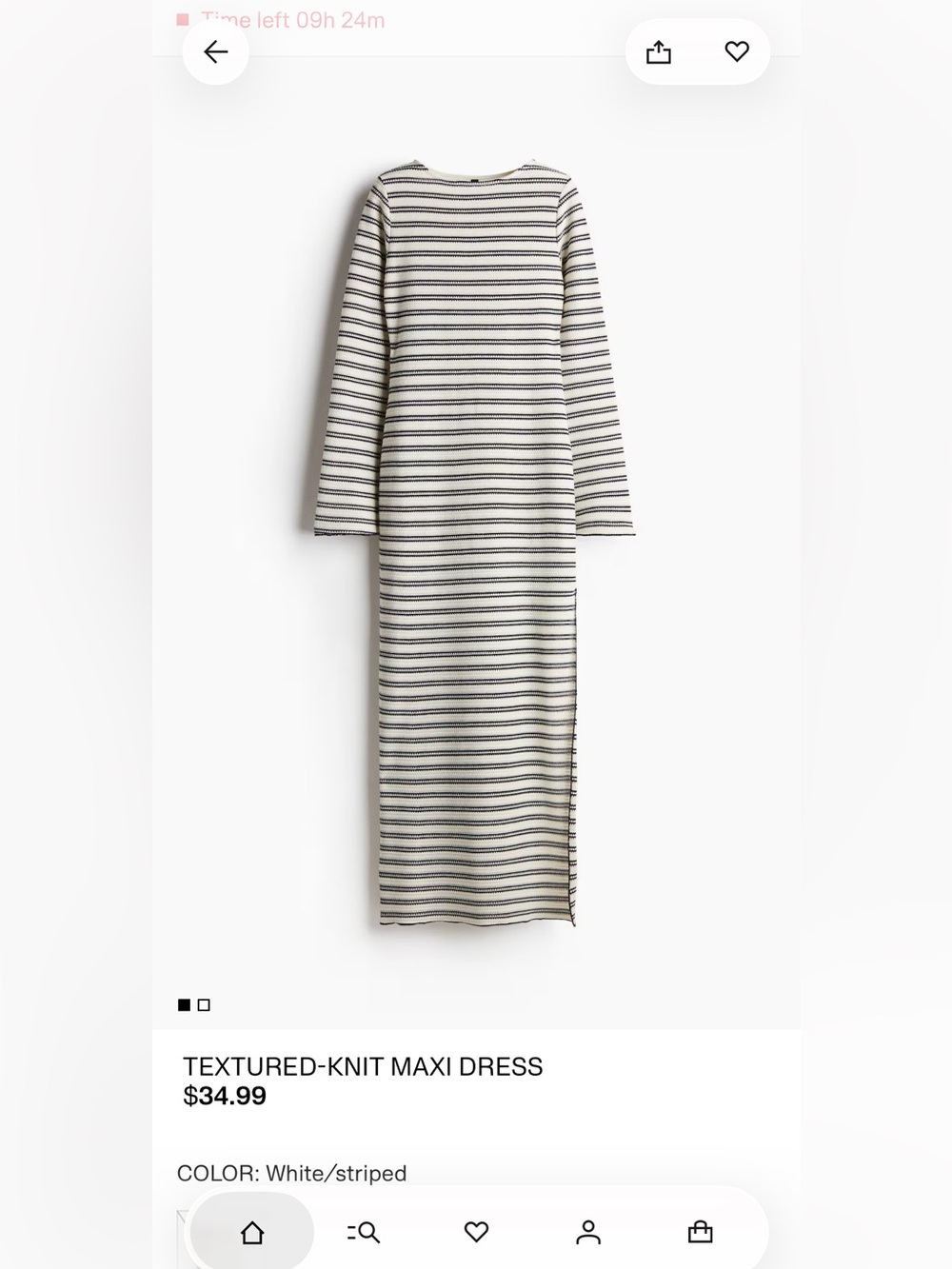 H&M White and Black Striped Maxi Dress crochet